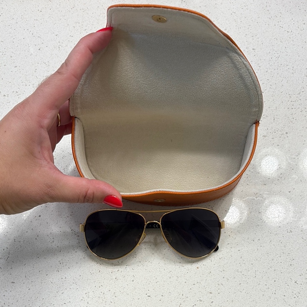 Tory Burch Gold and Black Aviator Sunglasses - Picture 7 of 7